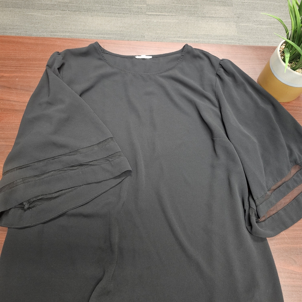 Maurices Black Blouse with Sheer Sleeves